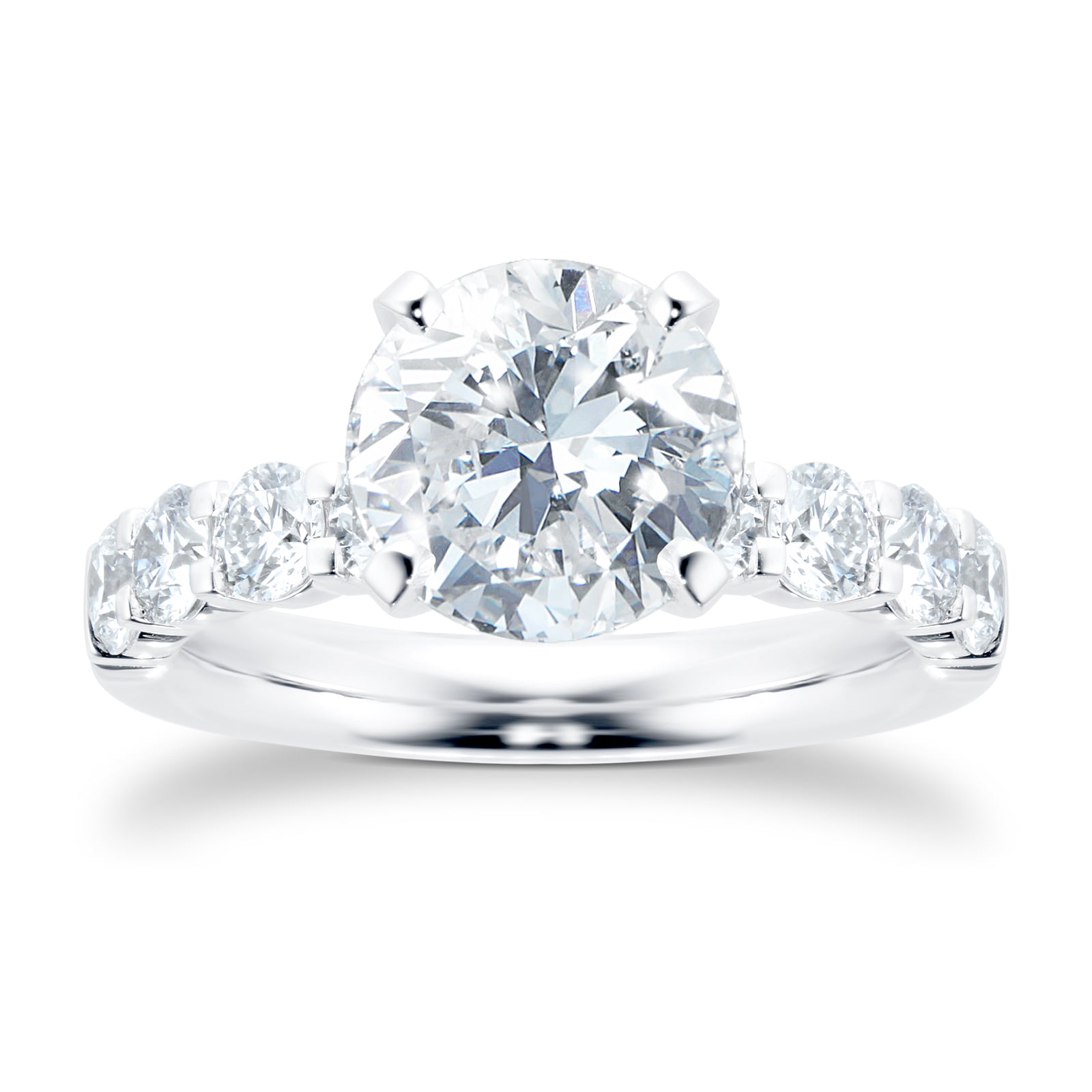 Mayors Platinum 2.96cttw Brilliant Cut Diamond Solitaire with Diamond Set Shoulders Engagement Ring