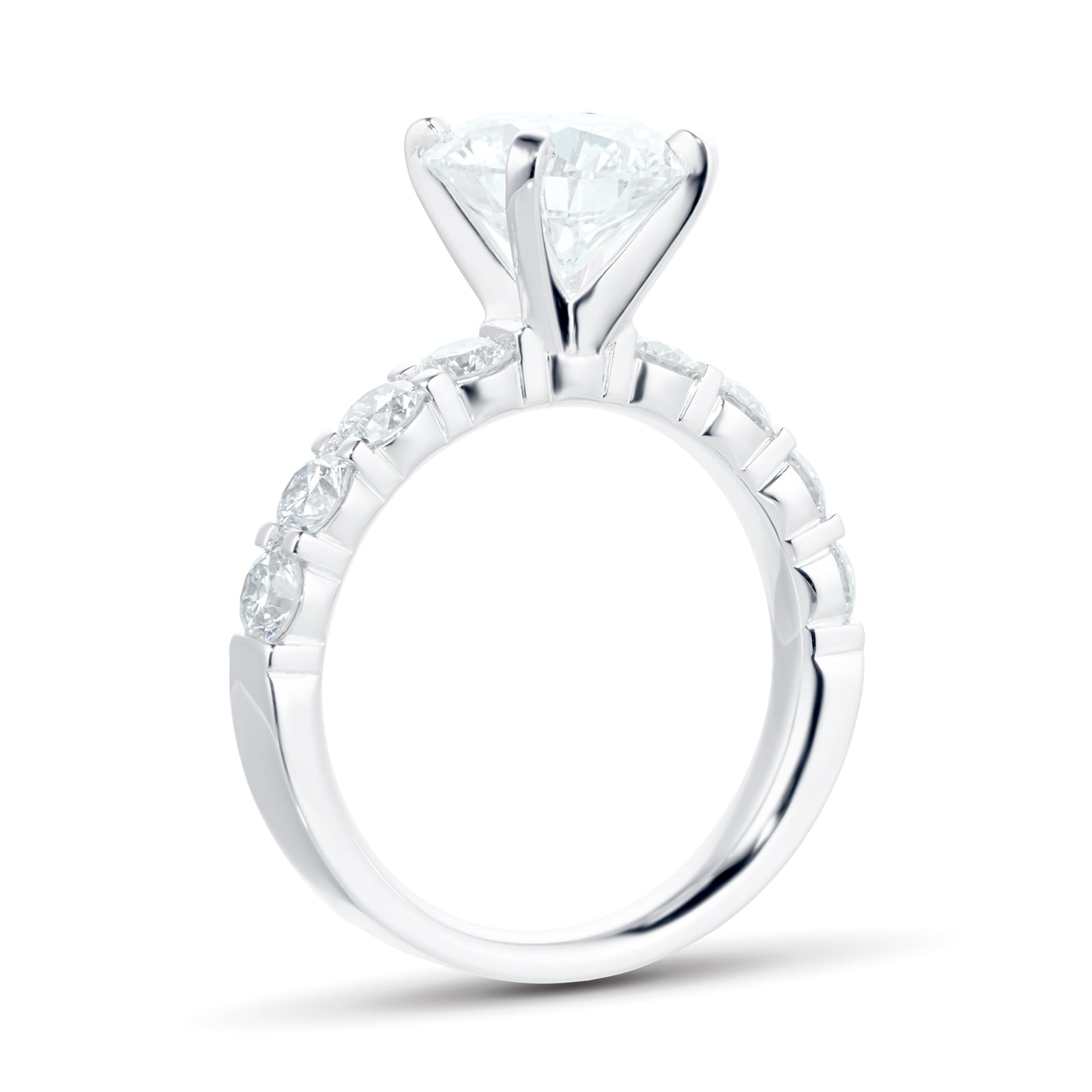 Mayors Platinum 2.96cttw Brilliant Cut Diamond Solitaire with Diamond Set Shoulders Engagement Ring - Ring Size 4