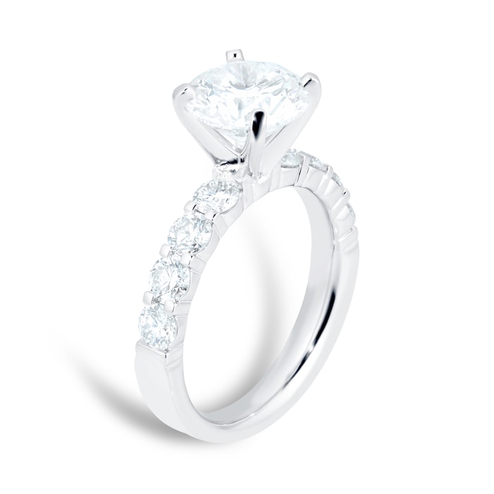Mayors Platinum 2.96cttw Brilliant Cut Diamond Solitaire with Diamond Set Shoulders Engagement Ring