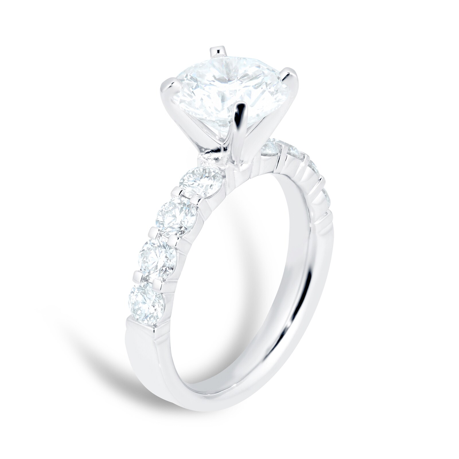Mayors Platinum 2.96cttw Brilliant Cut Diamond Solitaire with Diamond Set Shoulders Engagement Ring - Ring Size 4