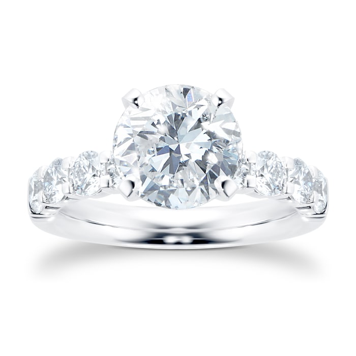 Mayors Platinum 2.87cttw Brilliant Cut Diamond Solitaire with Diamond Set Shoulders Engagement Ring