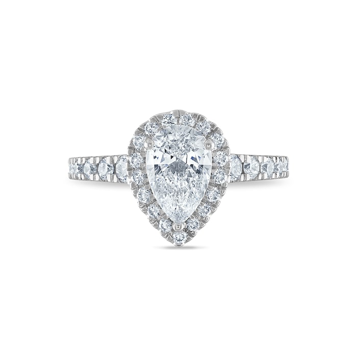 Royal Asscher Platinum 1.49cttw Royal Asscher Pear Shape Halo Diamond Brigite Engagement Ring