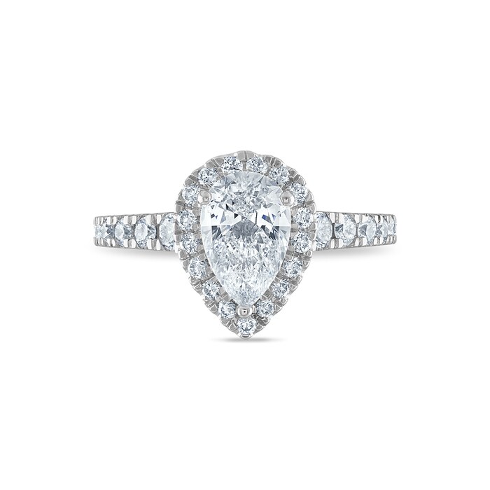 Royal Asscher Platinum 1.49cttw Royal Asscher Pear Shape Halo Diamond Brigite Engagement Ring