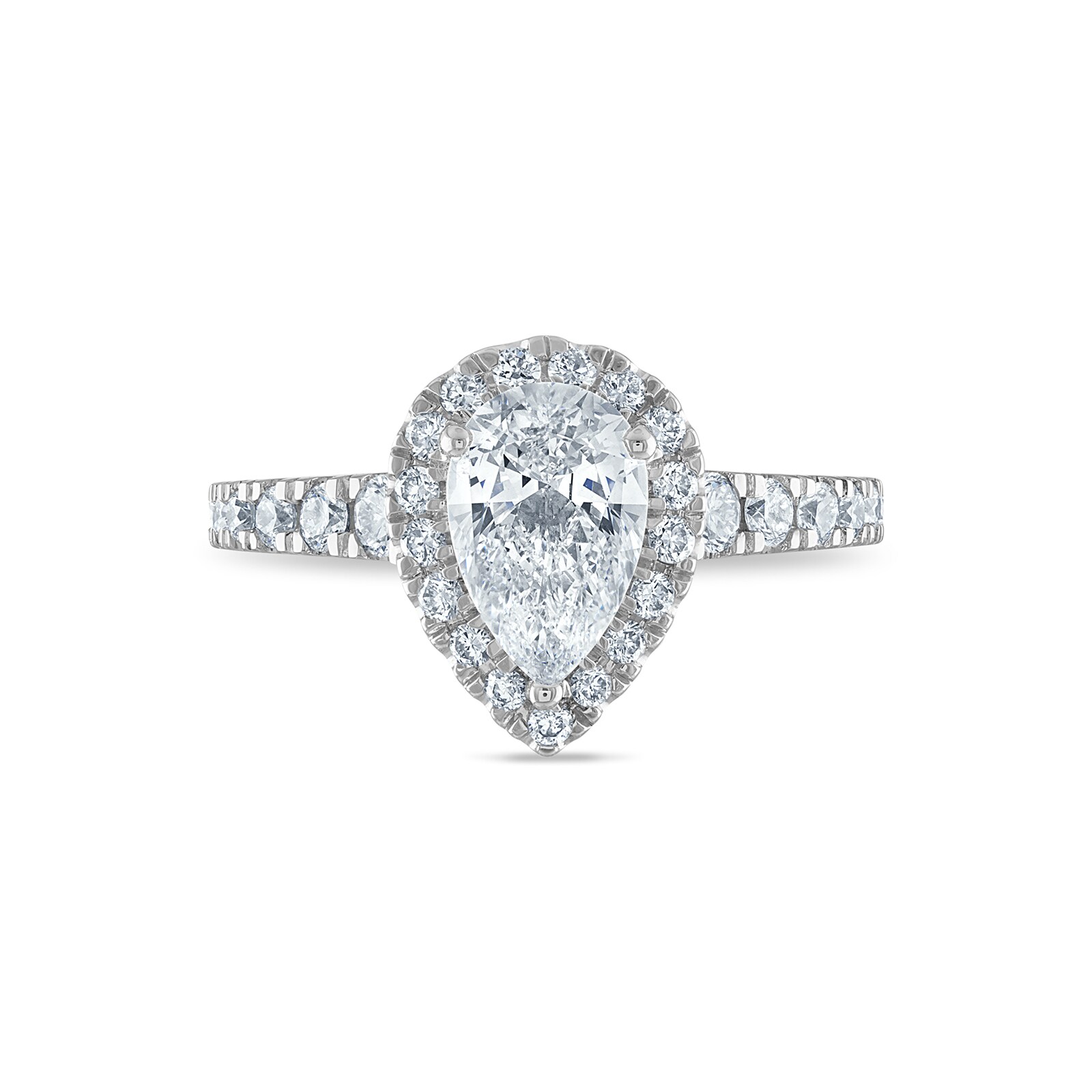 Royal Asscher Platinum 1.49cttw Royal Asscher Pear Shape Halo Diamond Brigite Engagement Ring