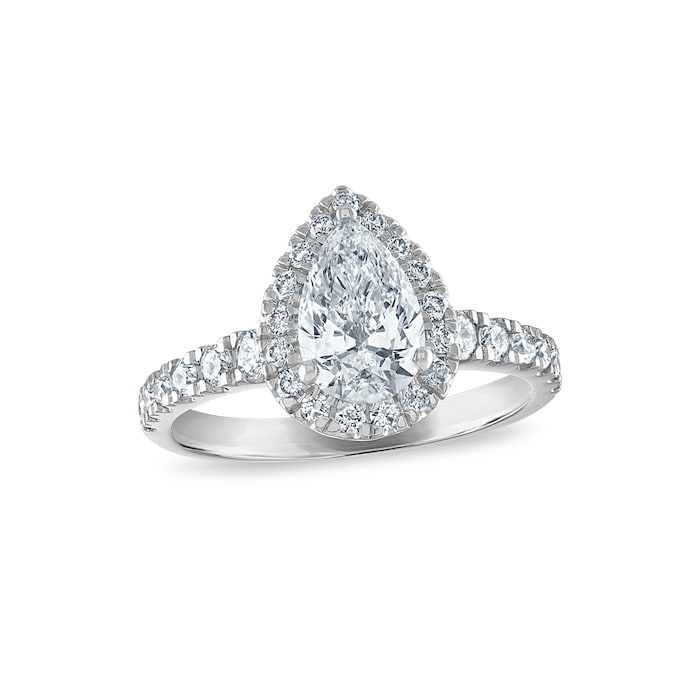 Royal Asscher Platinum 1.49cttw Royal Asscher Pear Shape Halo Diamond Brigite Engagement Ring