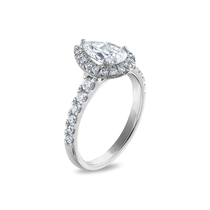 Royal Asscher Platinum 1.49cttw Royal Asscher Pear Shape Halo Diamond Brigite Engagement Ring