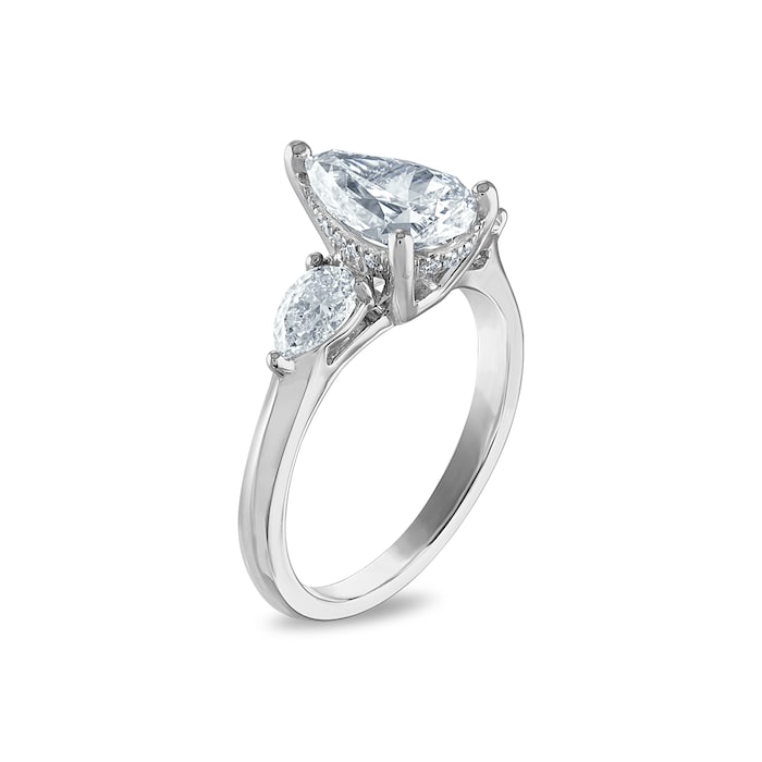 Royal Asscher Platinum 2.56cttw Royal Asscher Pear Shape Diamond Ariana 3 Stone Engagement Ring