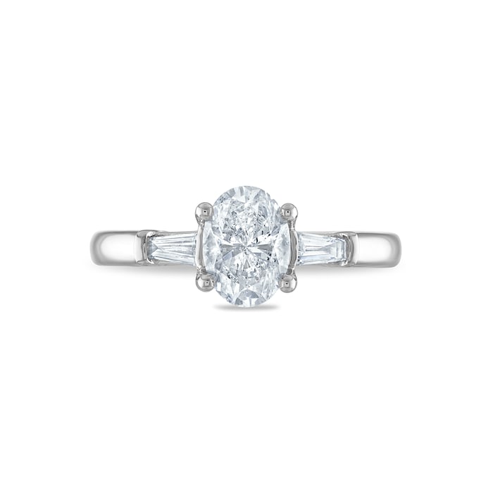 Royal Asscher Platinum 1.12cttw Royal Asscher Oval Diamond Anastasia 3 Stone Engagement Ring