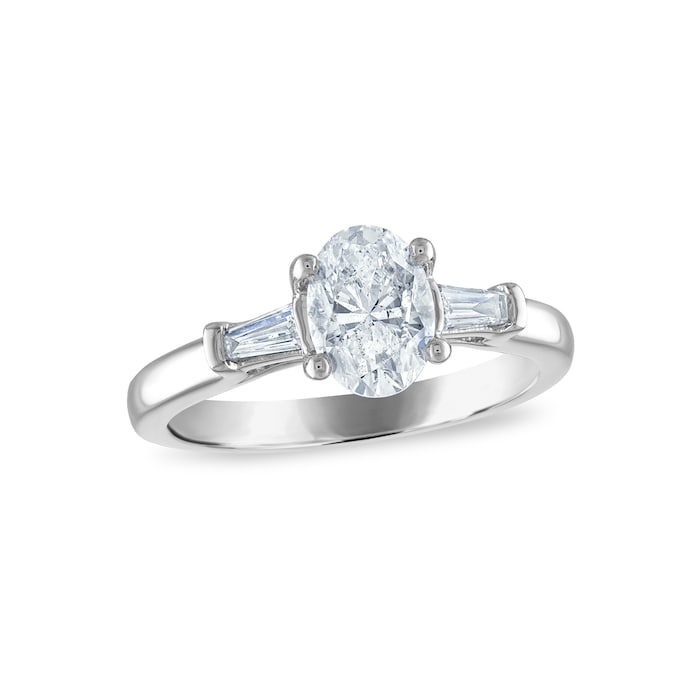 Royal Asscher Platinum 1.12cttw Royal Asscher Oval Diamond Anastasia 3 Stone Engagement Ring