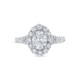 Royal Asscher Platinum 1.76cttw Royal Asscher Oval Diamond Halo Jasmine Engagement Ring