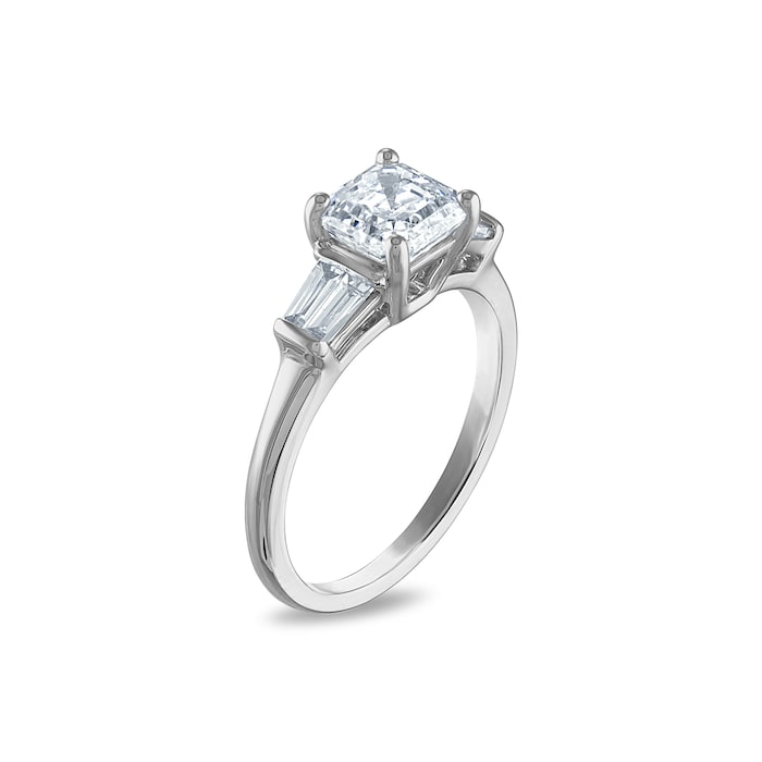 Royal Asscher Platinum 1.71cttw Royal Asscher Cut Diamond Ava 3 Stone Engagement Ring