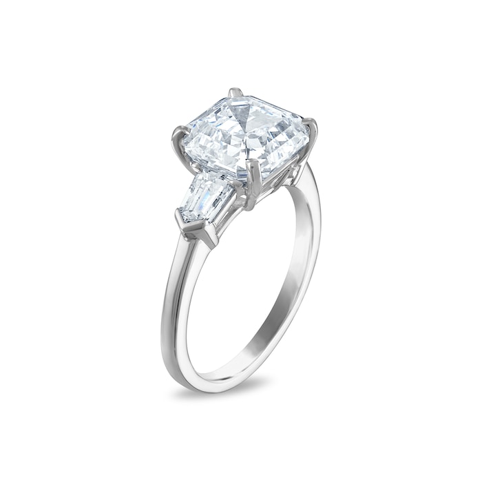 Royal Asscher Platinum 4.41cttw Royal Asscher Cut Diamond Ava 3 Stone Engagement Ring