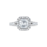 Royal Asscher Platinum 1.97cttw Royal Asscher Cut Halo Diamond Mako Engagement Ring