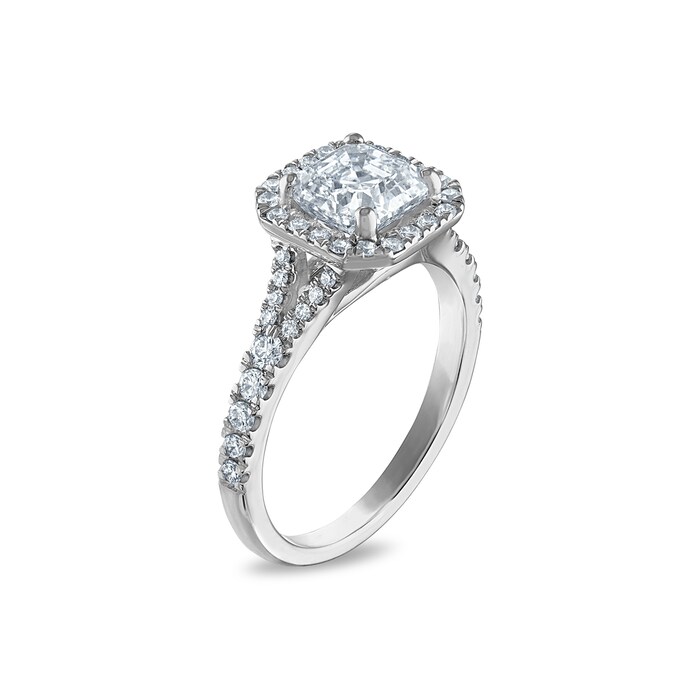 Royal Asscher Platinum 1.97cttw Royal Asscher Cut Halo Diamond Mako Engagement Ring