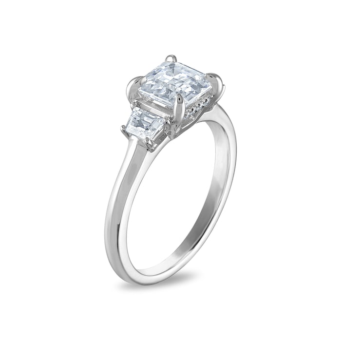 Royal Asscher Platinum 2.47cttw Royal Asscher Cut Diamond Rania 3 Stone Engagement Ring