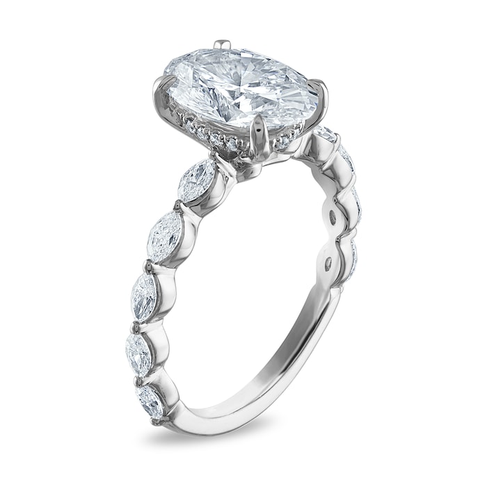 Royal Asscher Platinum 2.50cttw Royal Asscher Oval Diamond Margaret Solitaire Engagement Ring