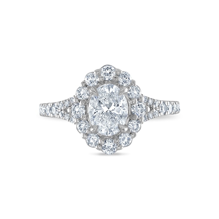Royal Asscher Platinum 1.74cttw Royal Asscher Oval Diamond Halo Jasmine Engagement Ring