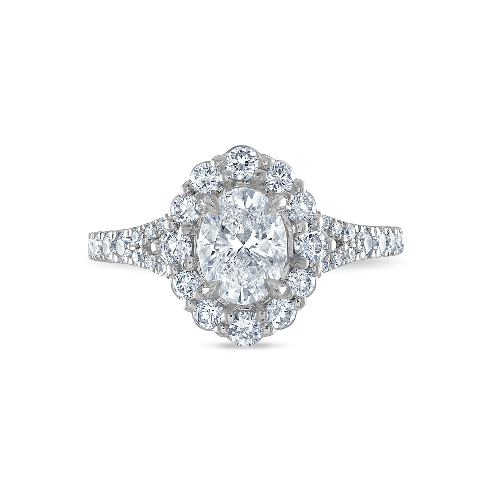 Royal Asscher Platinum 1.74cttw Royal Asscher Oval Diamond Halo Jasmine Engagement Ring