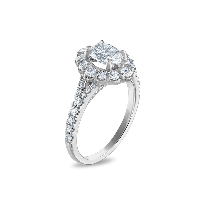 Royal Asscher Platinum 1.74cttw Royal Asscher Oval Diamond Halo Jasmine Engagement Ring