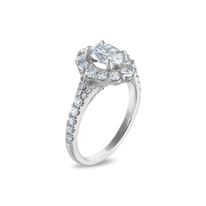 Royal Asscher Platinum 1.74cttw Royal Asscher Oval Diamond Halo Jasmine Engagement Ring