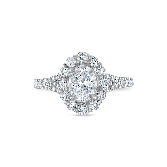 Royal Asscher Platinum 1.74cttw Royal Asscher Oval Diamond Halo Jasmine Engagement Ring