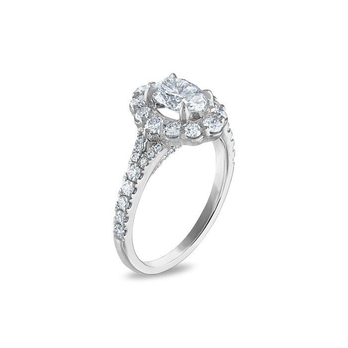 Royal Asscher Platinum 1.74cttw Royal Asscher Oval Diamond Halo Jasmine Engagement Ring