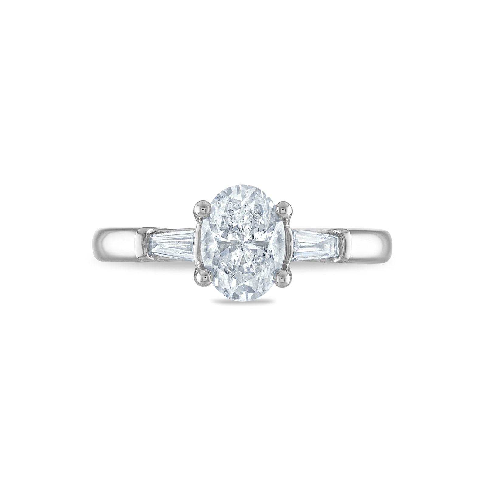 Platinum 1.11cttw Royal Asscher Oval Diamond Anastasia 3 Stone Engagement Ring