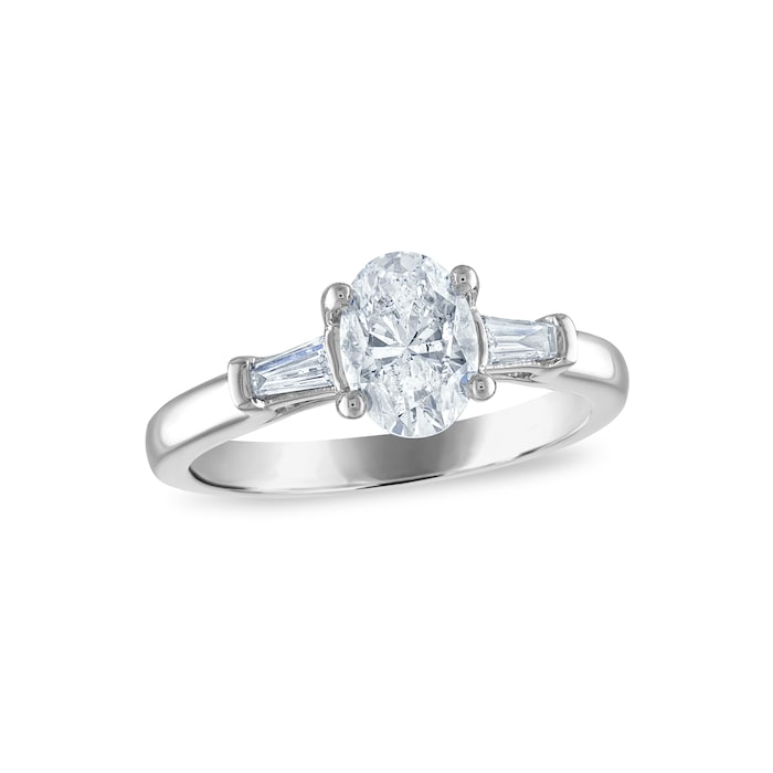 Royal Asscher Platinum 1.11cttw Royal Asscher Oval Diamond Anastasia 3 Stone Engagement Ring