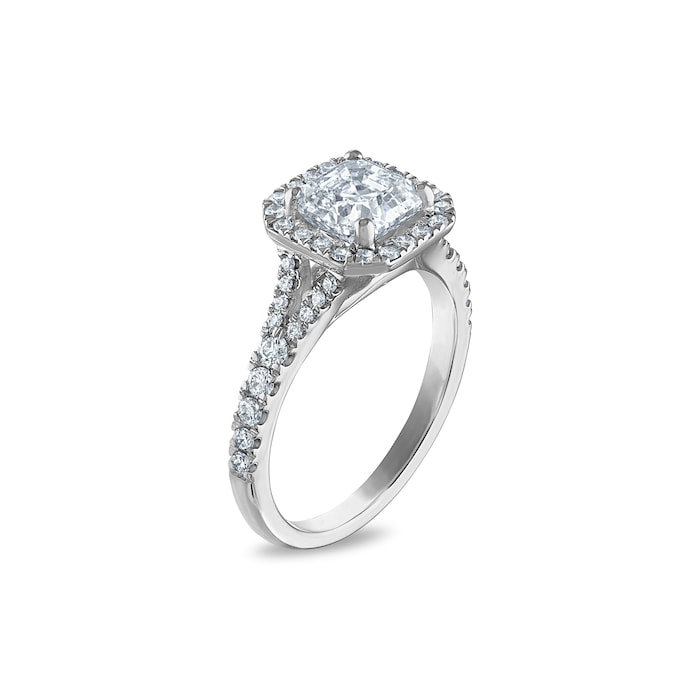 Royal Asscher Platinum 1.96cttw Royal Asscher Cut Halo Diamond Mako Engagement Ring