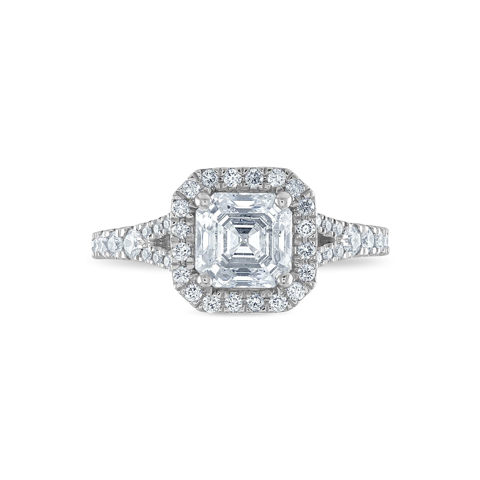 Platinum 1.91cttw Royal Asscher Cut Halo Diamond Mako Engagement Ring