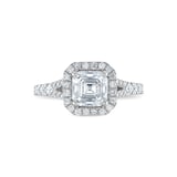 Royal Asscher Platinum 1.91cttw Royal Asscher Cut Halo Diamond Mako Engagement Ring