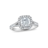 Royal Asscher Platinum 1.91cttw Royal Asscher Cut Halo Diamond Mako Engagement Ring