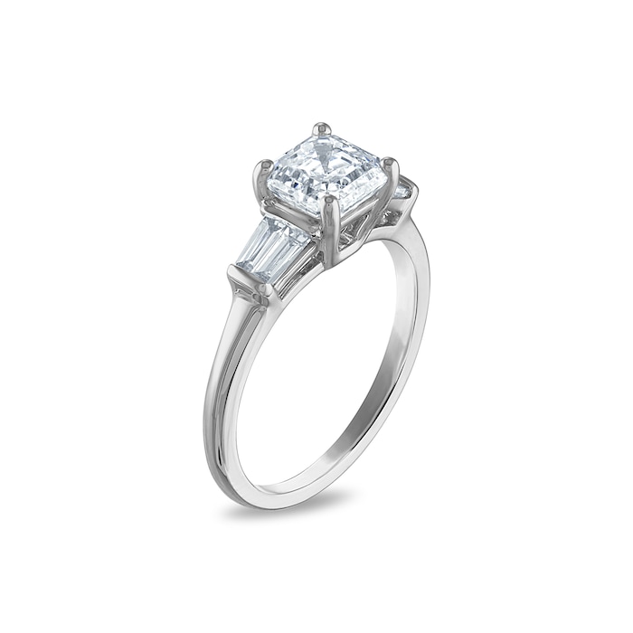 Royal Asscher Platinum 1.86cttw Royal Asscher Cut Diamond Ava 3 Stone Engagement Ring