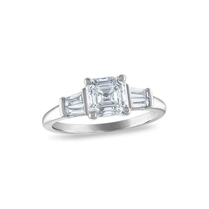 Royal Asscher Platinum 1.86cttw Royal Asscher Cut Diamond Ava 3 Stone Engagement Ring