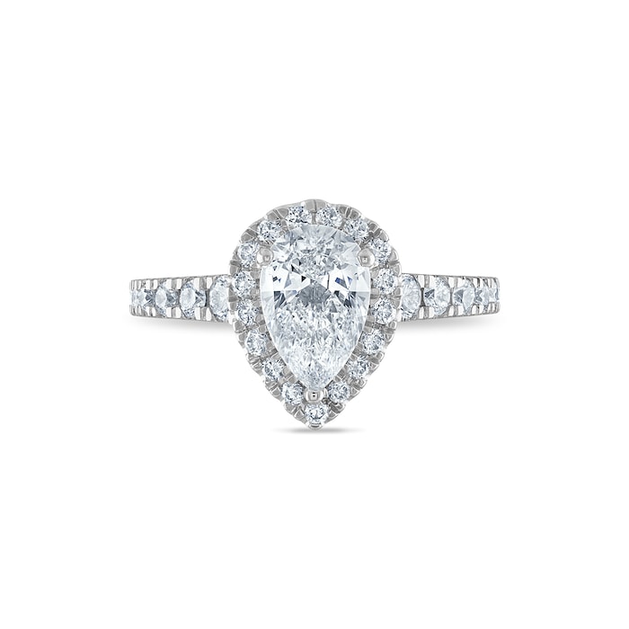 Royal Asscher Platinum 1.24cttw Royal Asscher Pear Shape Halo Diamond Brigite Engagement Ring