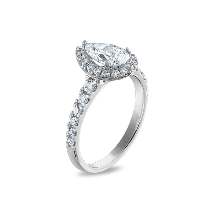 Royal Asscher Platinum 1.24cttw Royal Asscher Pear Shape Halo Diamond Brigite Engagement Ring