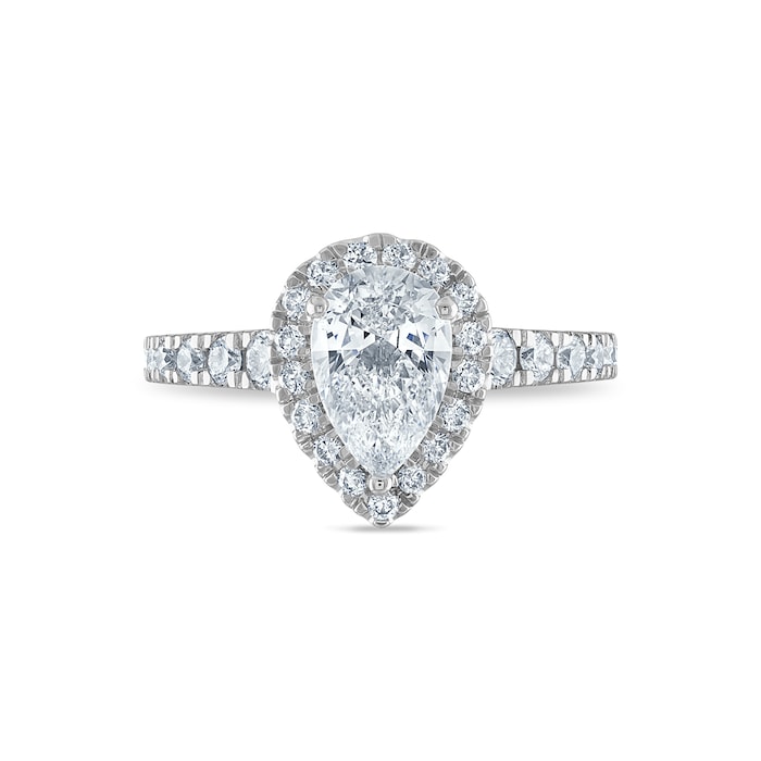 Royal Asscher Platinum 1.61cttw Royal Asscher Pear Shape Halo Diamond Brigite Engagement Ring