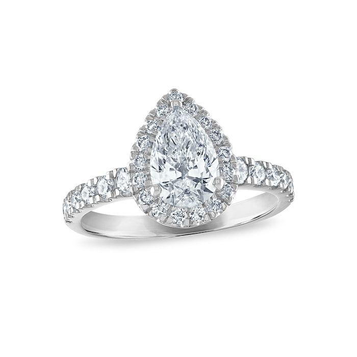 Royal Asscher Platinum 1.61cttw Royal Asscher Pear Shape Halo Diamond Brigite Engagement Ring