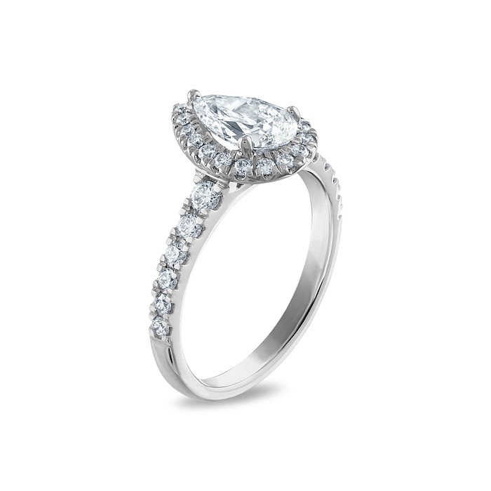 Royal Asscher Platinum 1.61cttw Royal Asscher Pear Shape Halo Diamond Brigite Engagement Ring