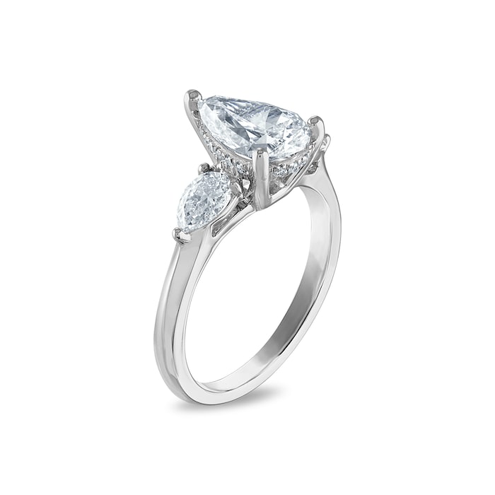 Royal Asscher Platinum 2.53cttw Royal Asscher Pear Shape Diamond Ariana 3 Stone Engagement Ring