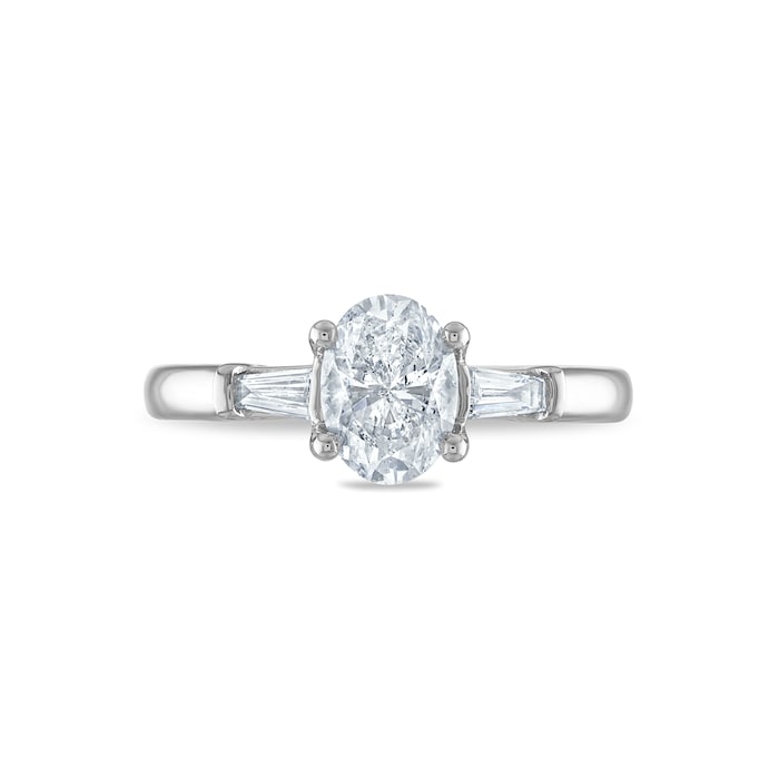 Royal Asscher Platinum 1.12cttw Royal Asscher Oval Diamond Anastasia 3 Stone Engagement Ring