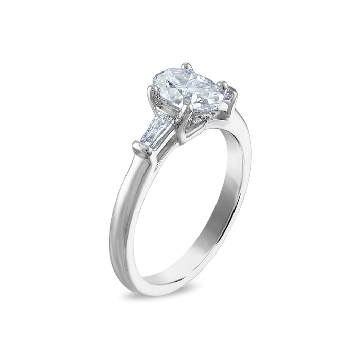 Royal Asscher Platinum 1.12cttw Royal Asscher Oval Diamond Anastasia 3 Stone Engagement Ring