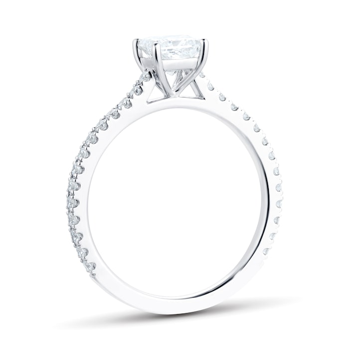 Mayors Platinum 1.01cttw Princess Cut Solitaire with Diamond Set Shoulders Engagement Ring