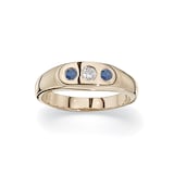 Betteridge 18k Yellow Gold 0.10cttw Diamond and Sapphire Gypsy Ring Size 4.5