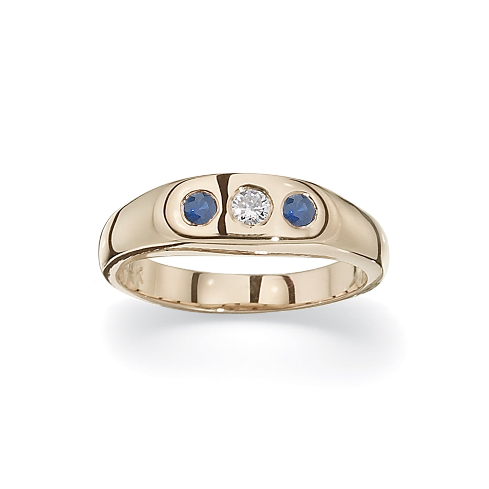 Betteridge 18k Yellow Gold 0.10cttw Diamond and Sapphire Gypsy Ring Size 4.5