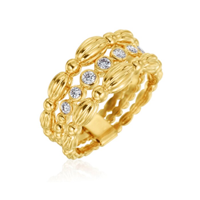 Betteridge 18k Yellow Gold 0.25cttw Diamond 3 Row Nutmeg Ring