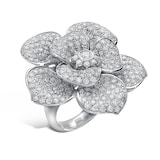 Leo Pizzo 18k White Gold 3.74cttw Pavé Diamond Large Flower Ring Size 6.5