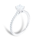 Mayors Platinum 0.99cttw Princess Cut Solitaire with Diamond Set Shoulders Engagement Ring