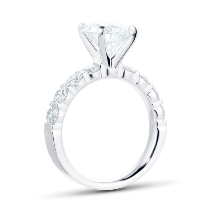 Mayors Platinum 2.94cttw Brilliant Cut Diamond Solitaire with Diamond Set Shoulders Engagement Ring