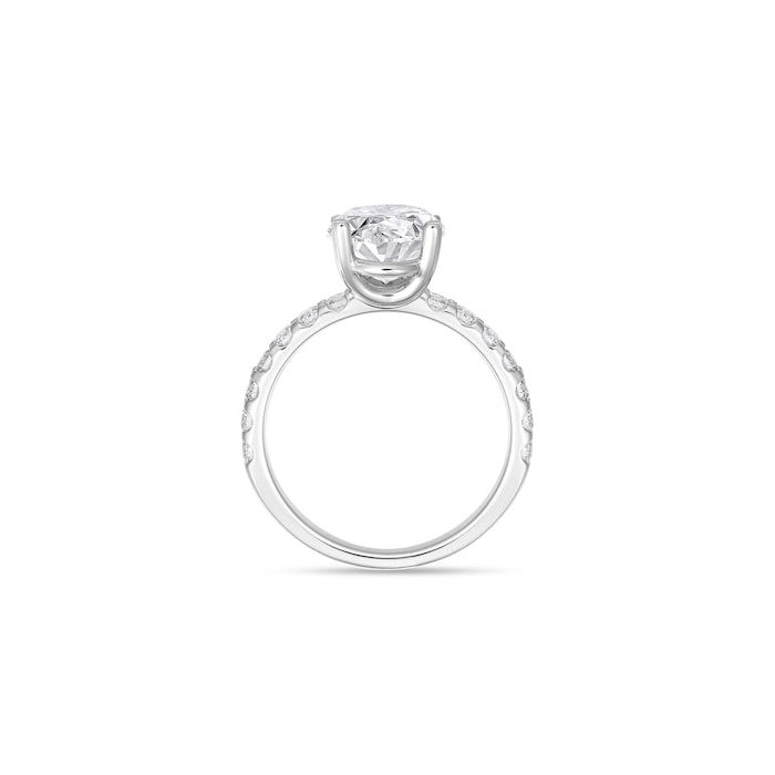 Mayors Platinum 1.48cttw Oval Solitaire with Diamond Set shoulders Engagement Ring